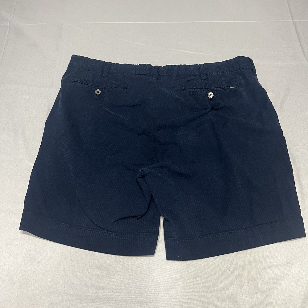 Polo Ralph Lauren Shorts Mens 36 Blue Seersucker Stretch Straight Chino Preppy - Picture 2 of 6